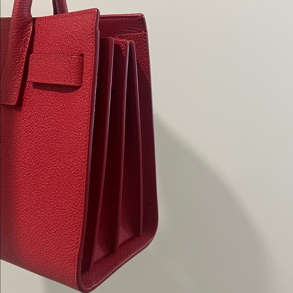 Saint Laurent/ YSL Sac de Jour nano size in Red Color - Picture 8 of 11